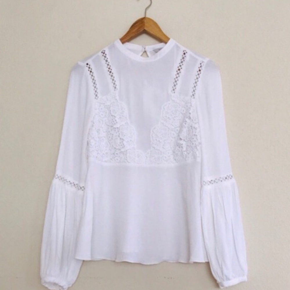 Guess Luscia White Embroidered Peasant Top